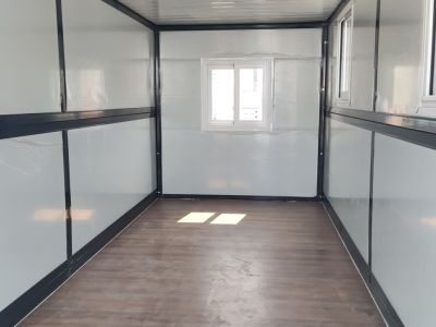 Бытовка складная быстросборная с навесом и стеклянным фасадом. 6850х2480х2560мм. Утепление 75мм., (артикул 6799)