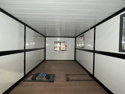 Бытовка складная быстросборная с навесом и стеклянным фасадом. 6850х2480х2560мм. Утепление 75мм., (артикул 6799)