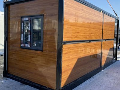 Бытовка быстросборная складная с террассой коричневая  5900х2480х2560мм. Утепление 75мм., (артикул 4538)